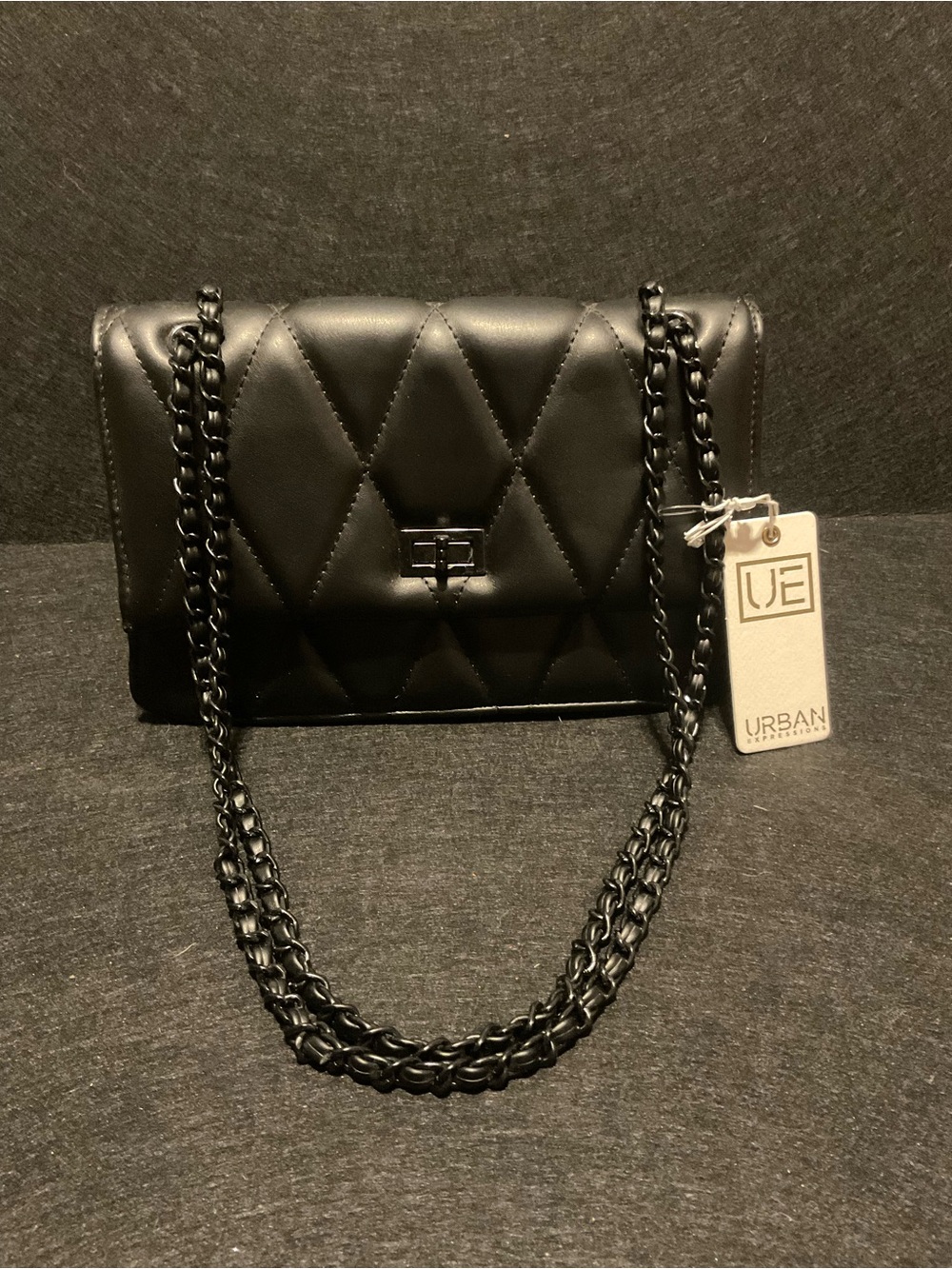 Urban Expressions Black Quilted Chain Crossbody Bag - Picture 4 of 6